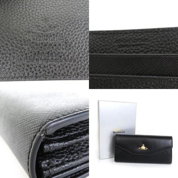VIVIENNE WESTWOOD Bi-Fold Long Wallet Leather Black Women's r9580g - Picture 5 of 5